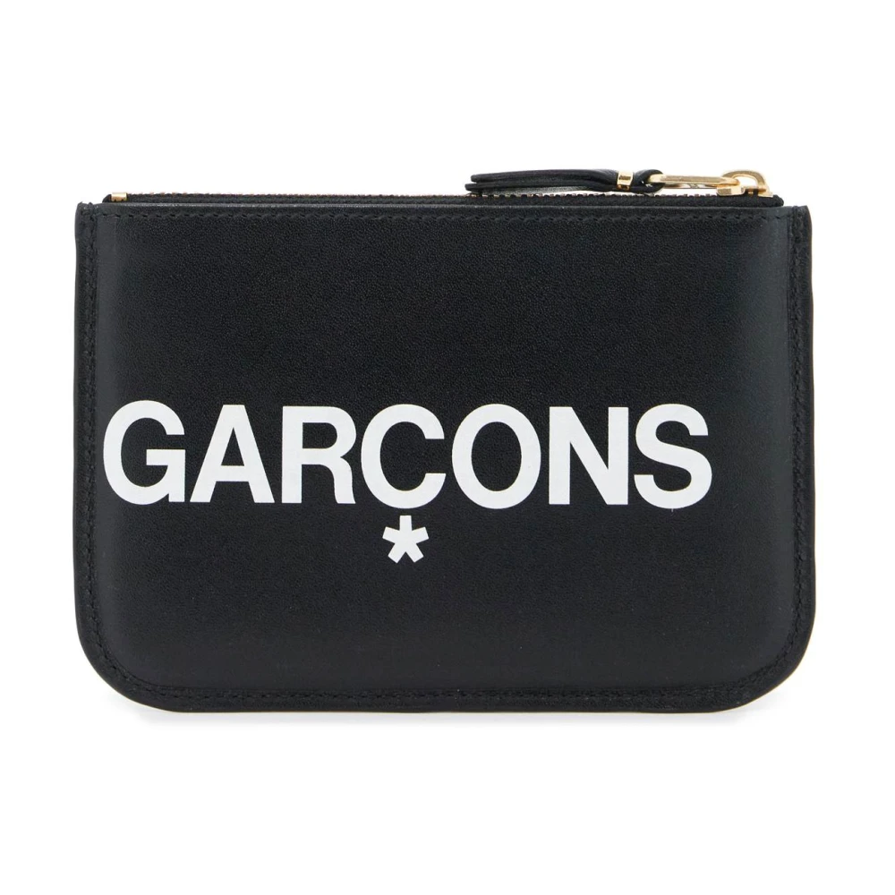 Comme des Garçons Logo Leren Pouch met Ritssluiting Black Heren