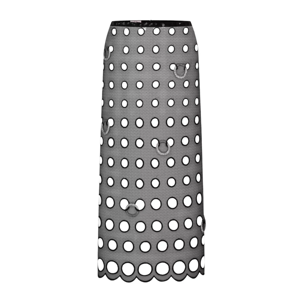 Nué Women's Black Midi Skirts, M, Mesh Midi Skirt With Sparkling Details