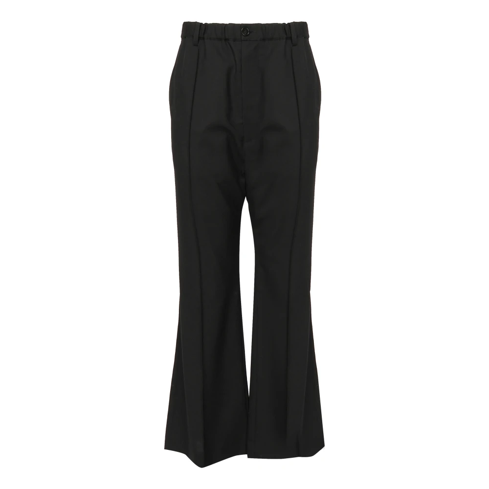Marni Mannelijk Zwart Broeken Heren, L, Wol, E Wollen Broek Elastische Taille