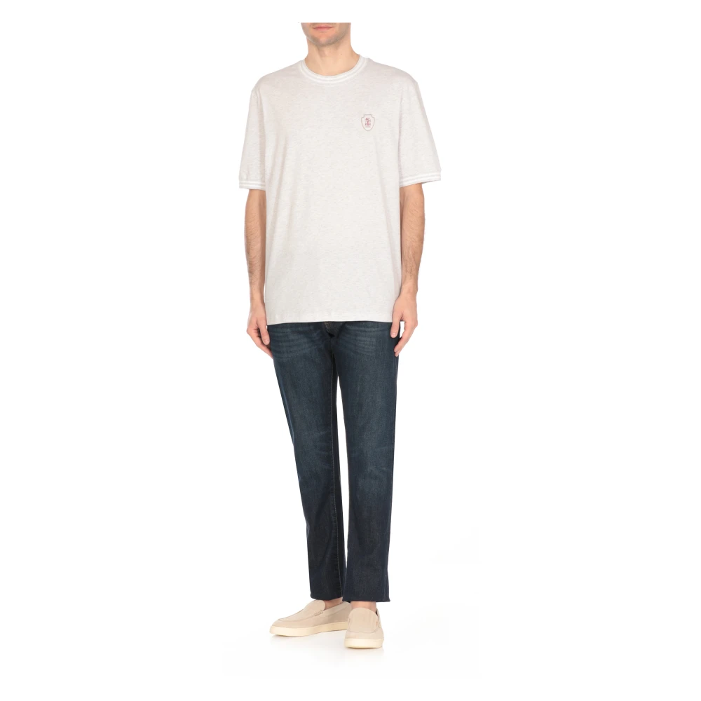 BRUNELLO CUCINELLI Grijze T-shirts en Polos met Logo White Heren