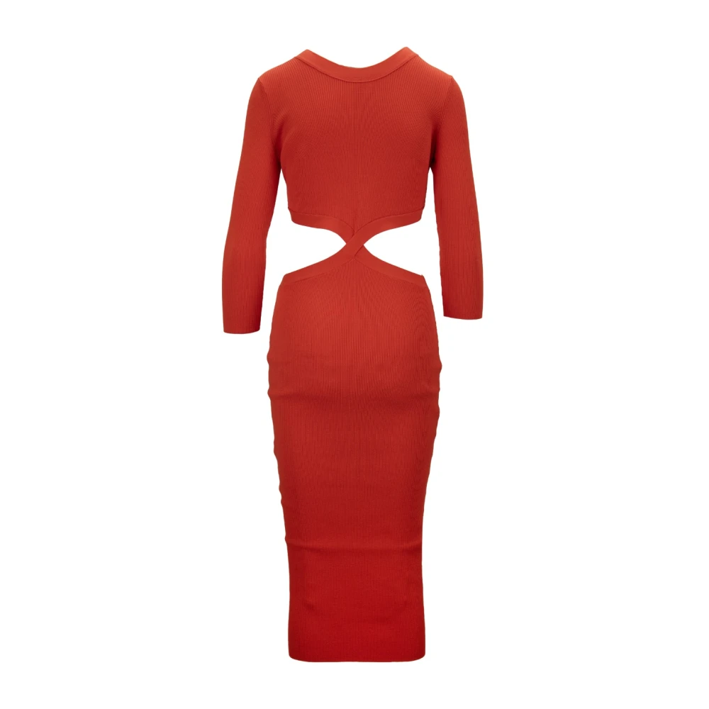Elisabetta Franchi Maxi Jurk met Lange Mouwen van Viscosemix Orange Dames