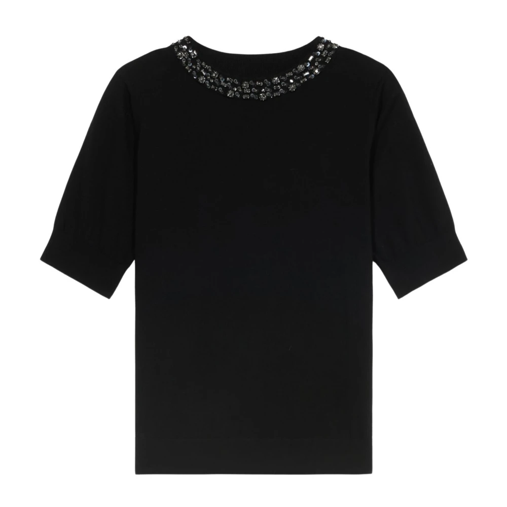 Oltre Donna Nero Maglia Girocollo Con Decorazioni