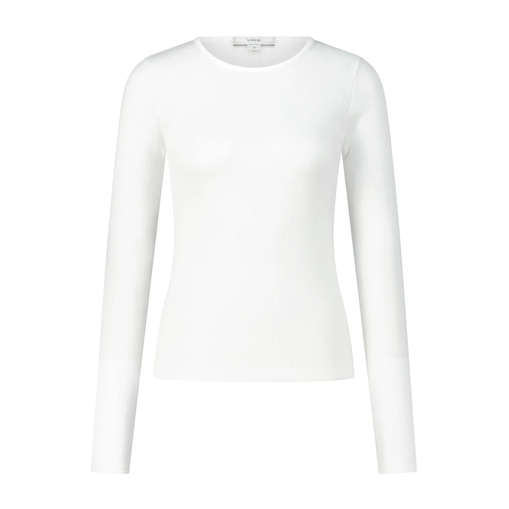 Vince Geribbeld shirt met lange mouwen van Pima-katoen White Dames