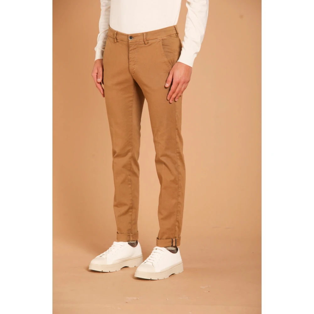 Mason's Slim Fit Gabardine Chino Broek Brown Heren