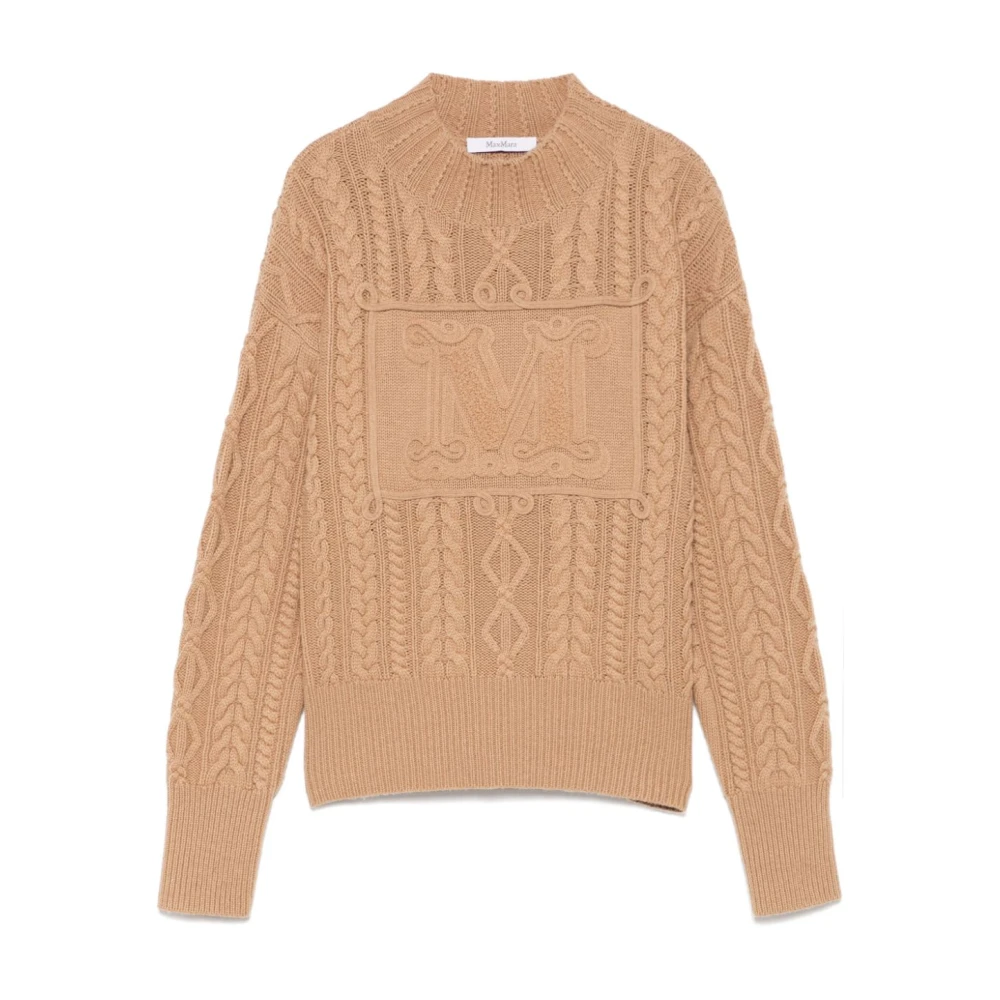 Max Mara Women's Brown Round-Neck Knitwear, M, Crew Neck Jumper