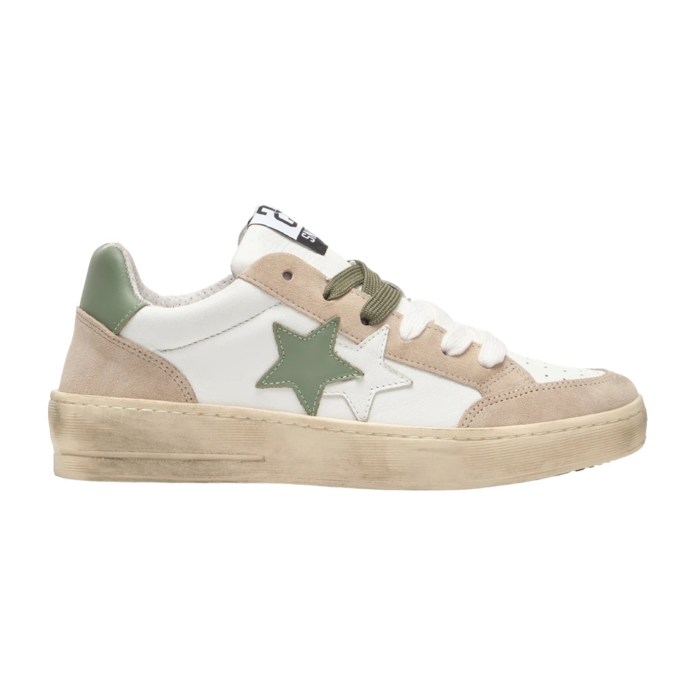2Star Men's Multicolor New Star Leather Trainers Beige Used Effect - Sneakers - 10 Uk - Shoes