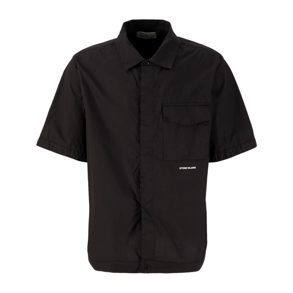 Stone Island Zwarte Gedetailleerde Overshirt Black Heren