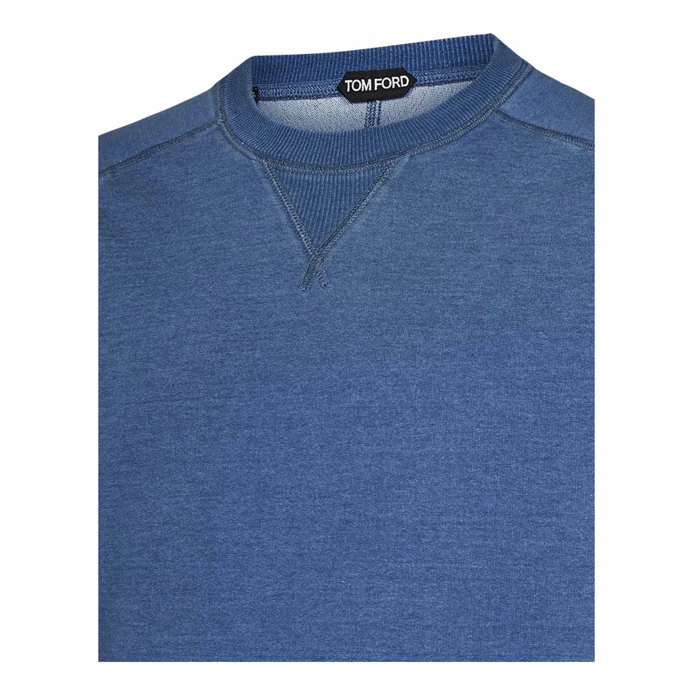 Tom Ford Blauwe Geribbelde Trui Regular Fit Blue Heren