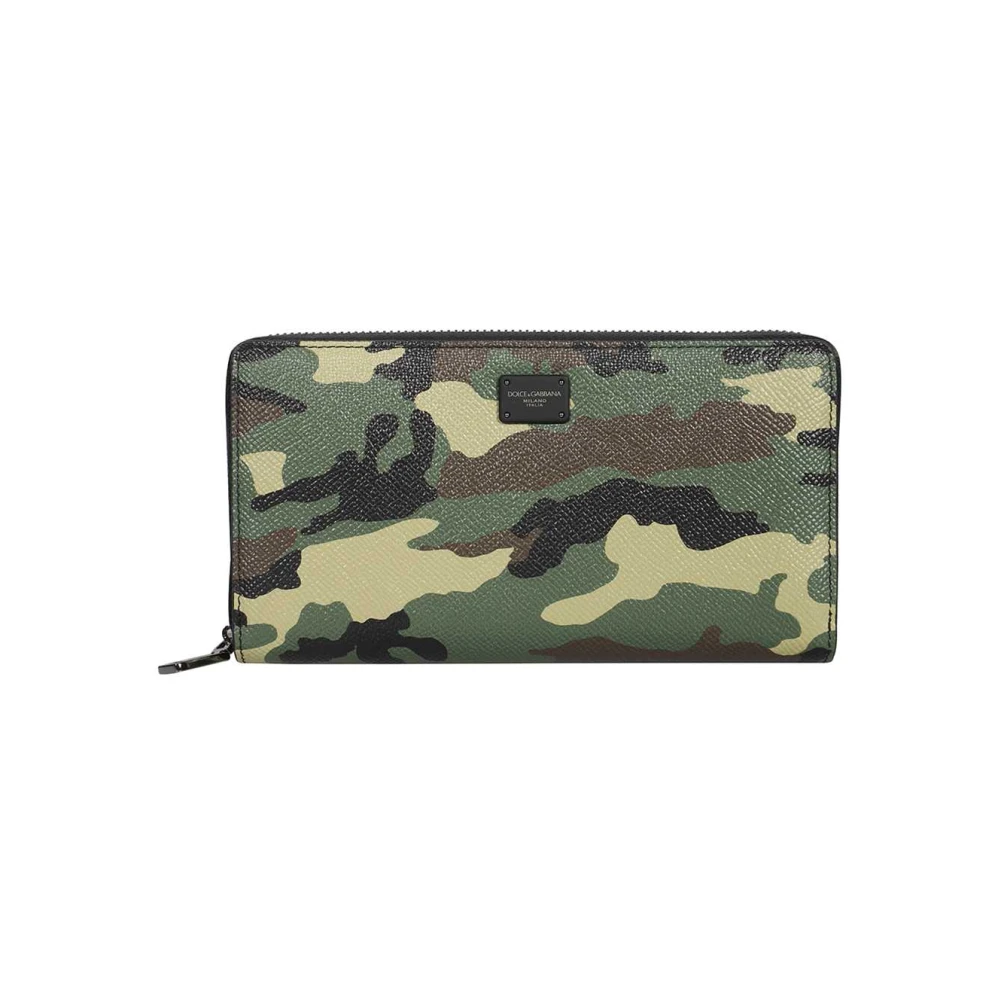 Dolce & Gabbana Camouflage Leren Portemonnee Green Heren