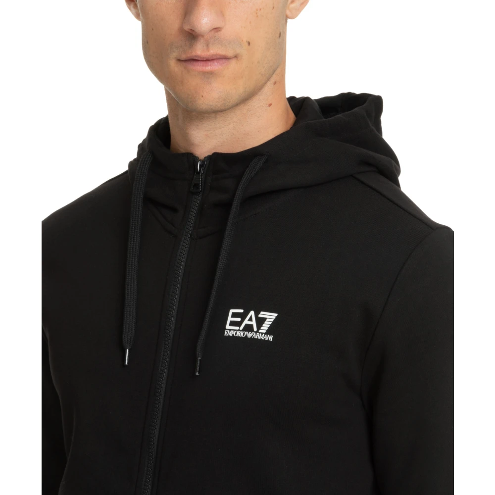 Emporio Armani EA7 Effen Tracksuit met Capuchon en Zakken Black Heren