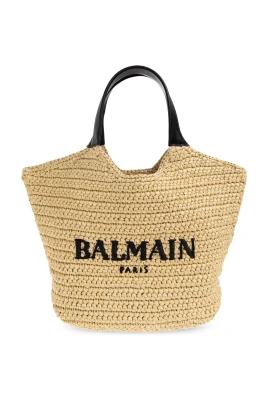 Logo Raffia-Effect Top-Handle Bag