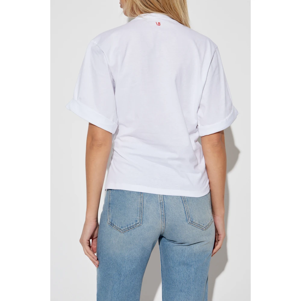 Victoria Beckham Draped T-shirt White Dames
