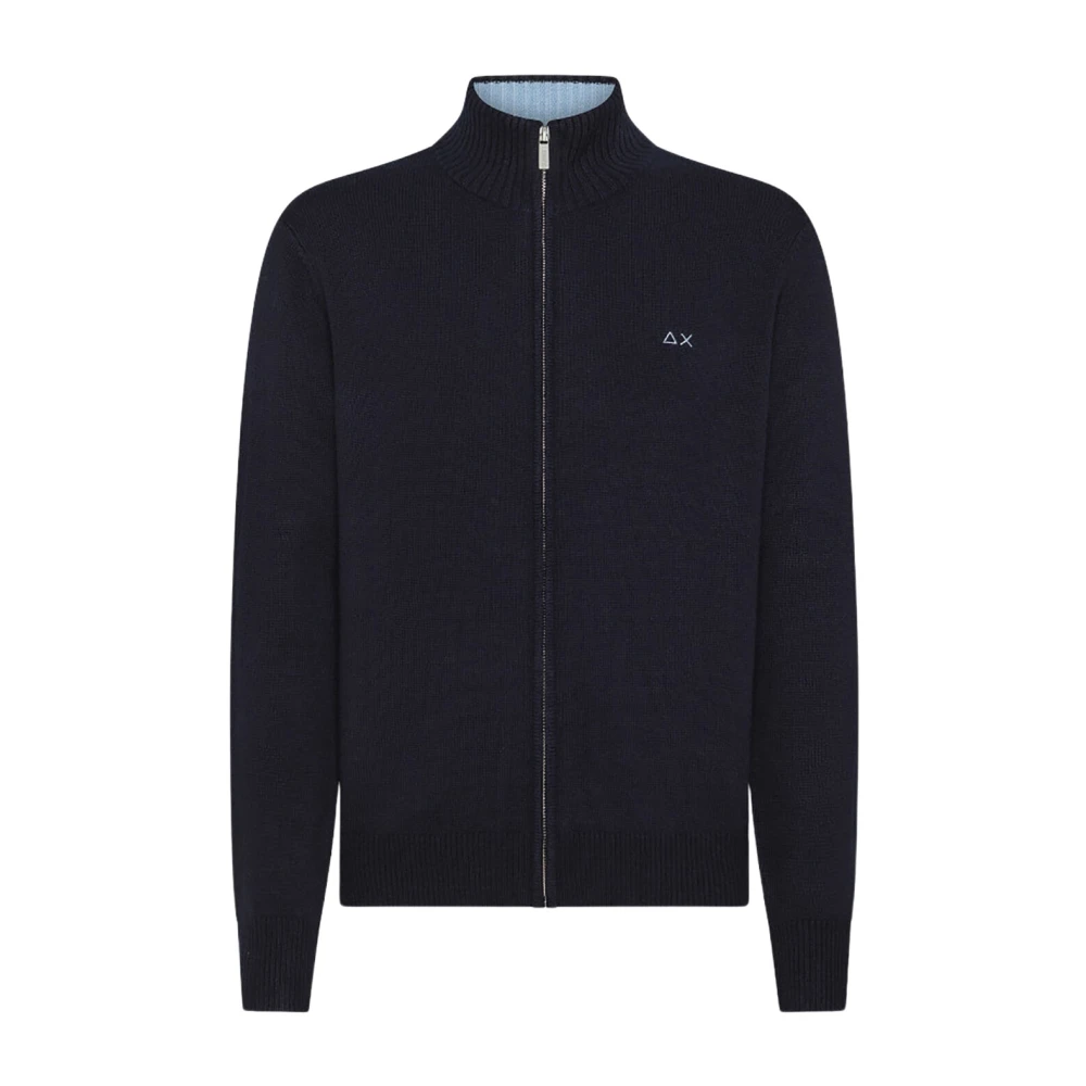 Sun68 Hoge hals volledige rits cardigan Black Heren