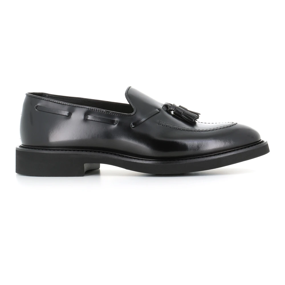 Doucal's Svart Läder Tassel Sandaler Black, Herr