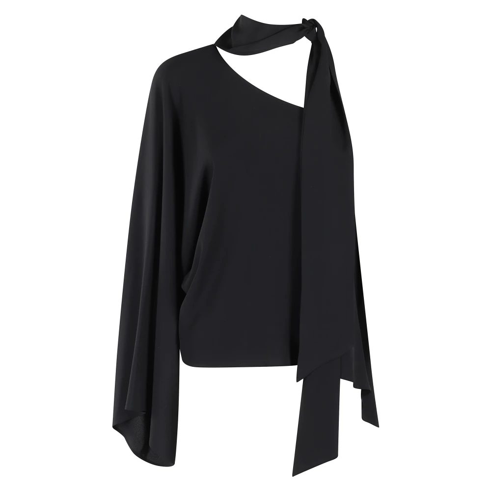 Federica Tosi Eén-schouder Crepe de Chine Top Black Dames