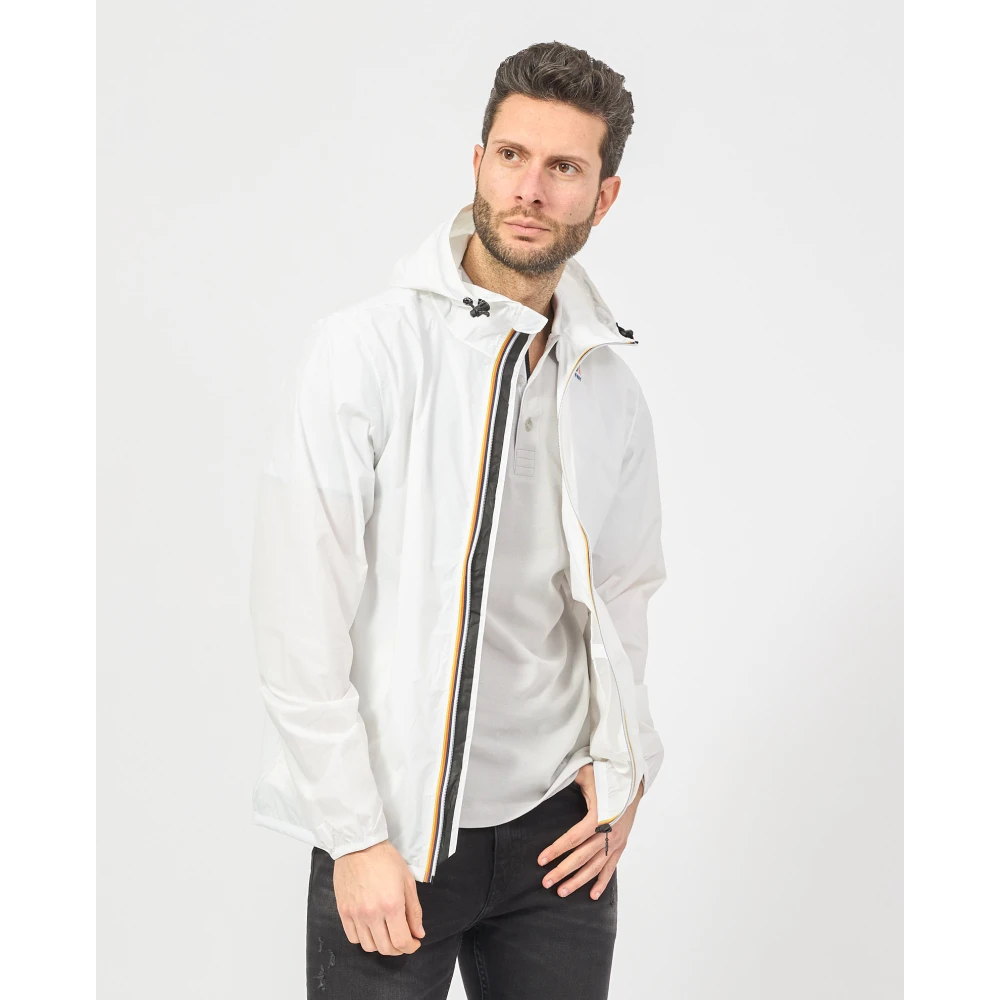 K-way Witte Lichtgewicht Hoodie Jas White Heren