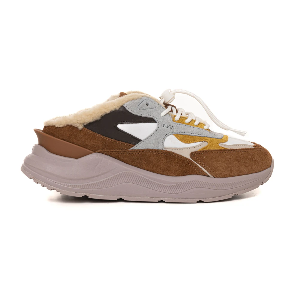 D.a.t.e. Faux Fur Contrast Sole Sneakers Dames Schoenen Bruin