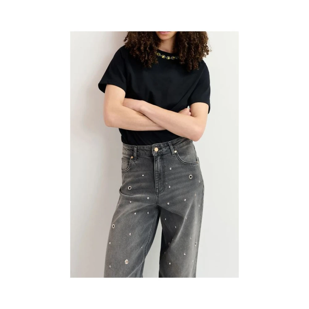Essentiel Antwerp Hoge grijze jeans met oogjes Gray Dames