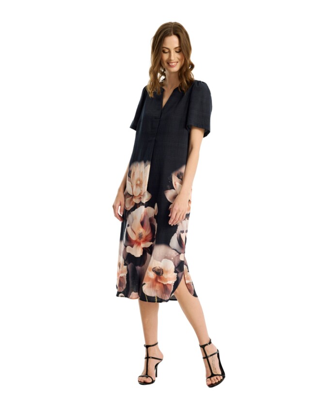 robe-longue-morelle-avec-col-en-v