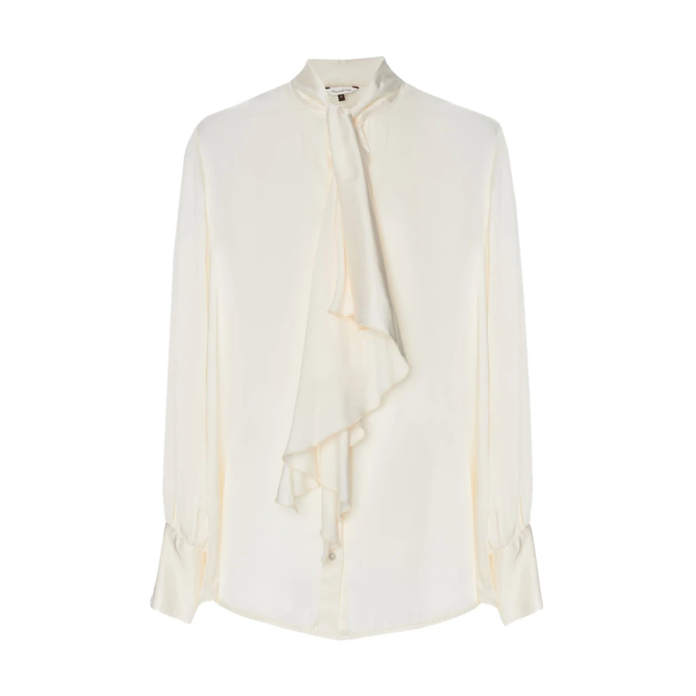 Manila Grace Elegante Strikblouse Wit White Dames