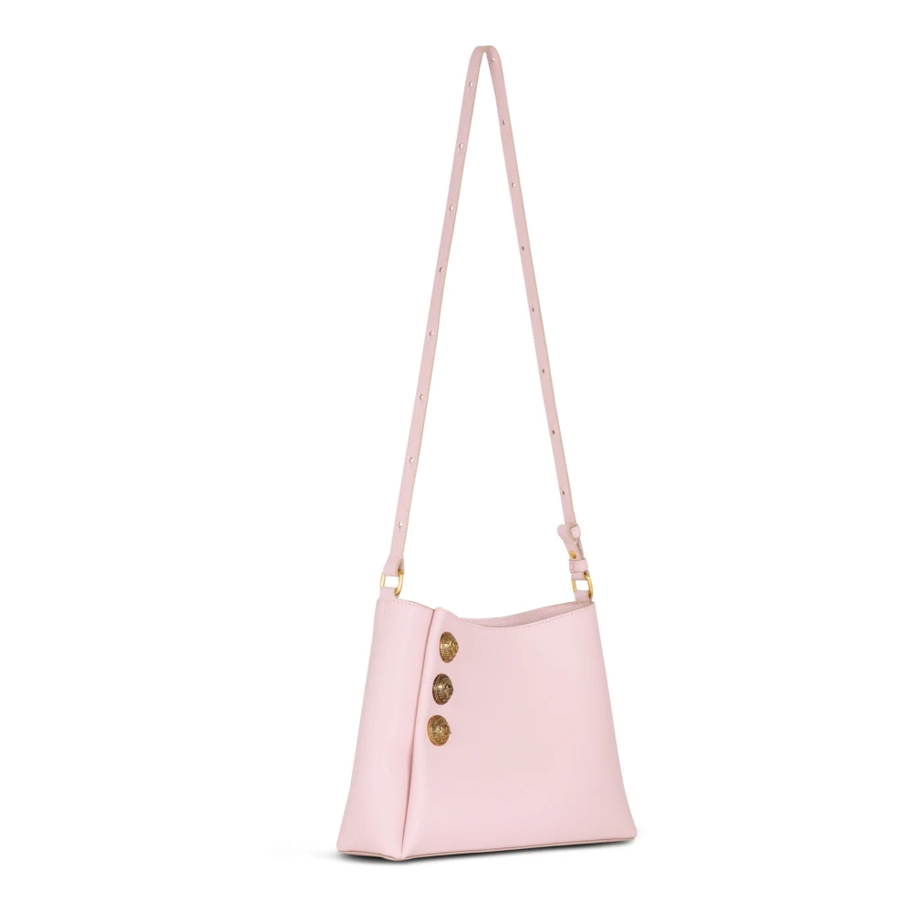 Balmain Emblème Schoudertas van generfd kalfsleer Pink Dames