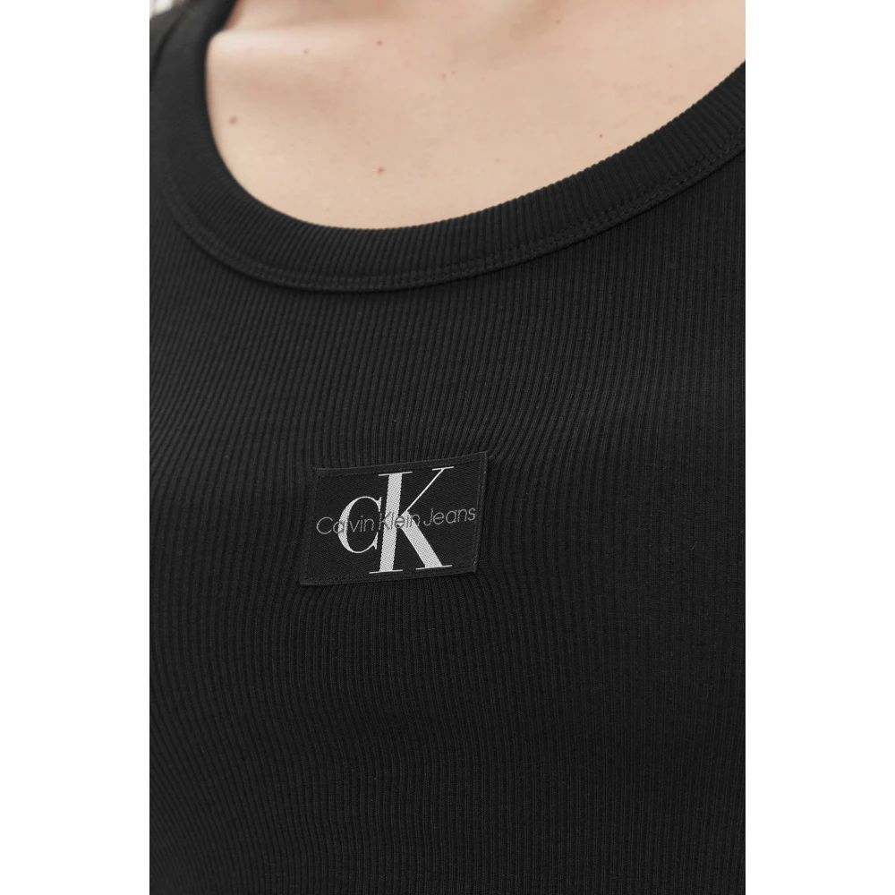 Calvin Klein Jeans Rib Tank Top Regeneratieve Katoenmix Black Dames