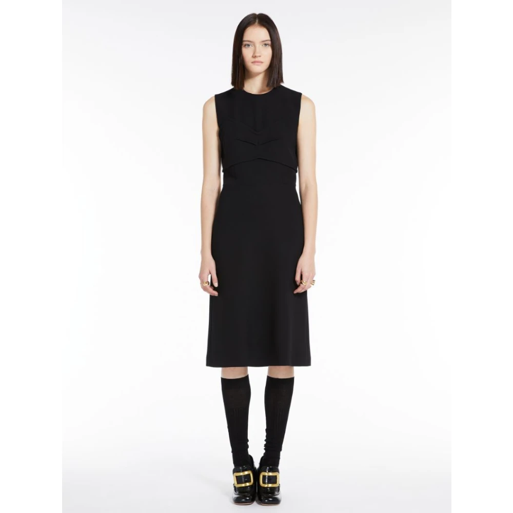 SPORTMAX Zwarte mouwloze jurk met geometrische uitsnijding Black Dames