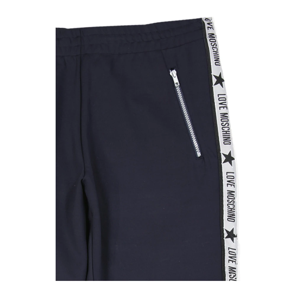 Love Moschino Logo Sweatpants met Zijlogo Banden Blue Heren