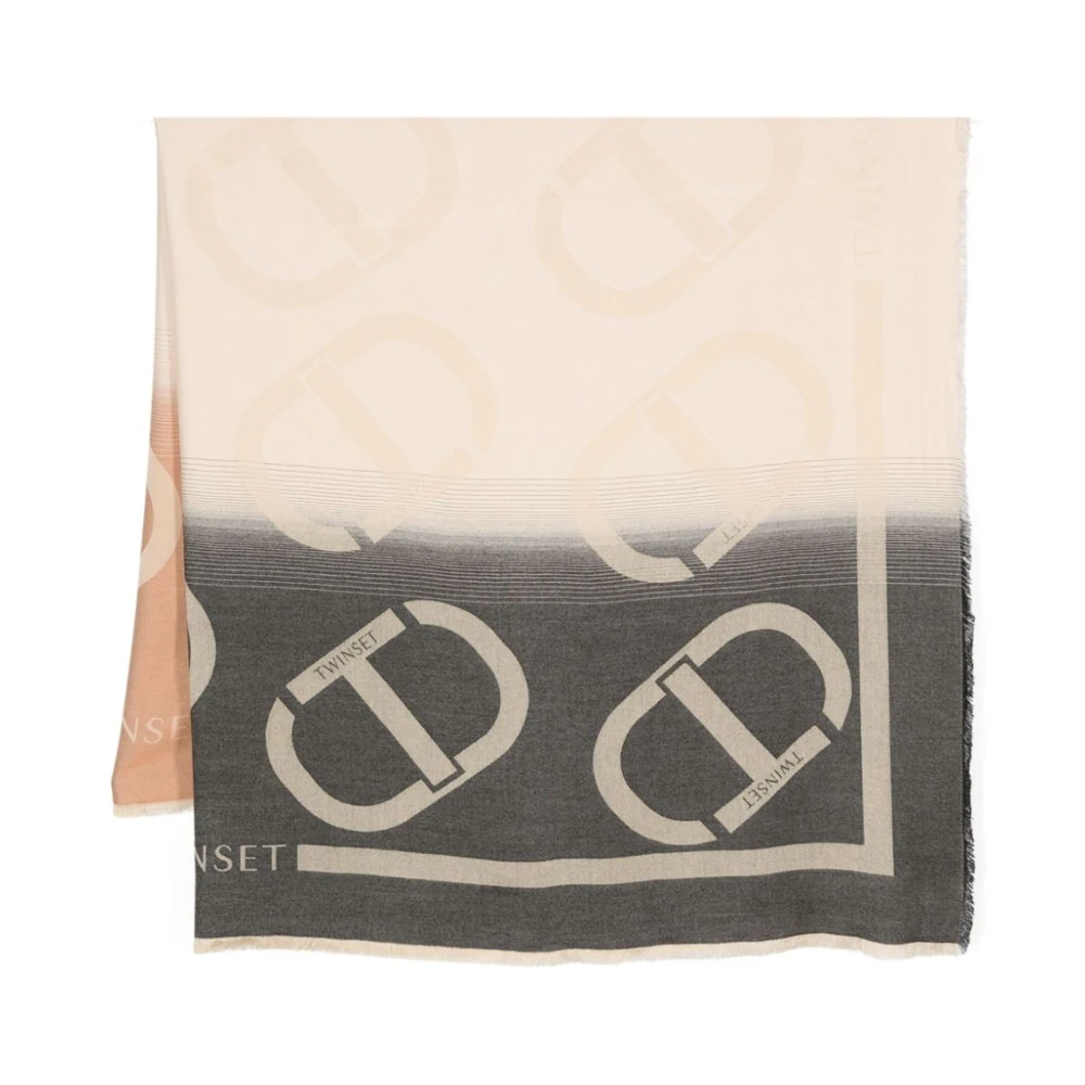 Twinset Roze Sjaals met Franjes en Logo Pink Dames