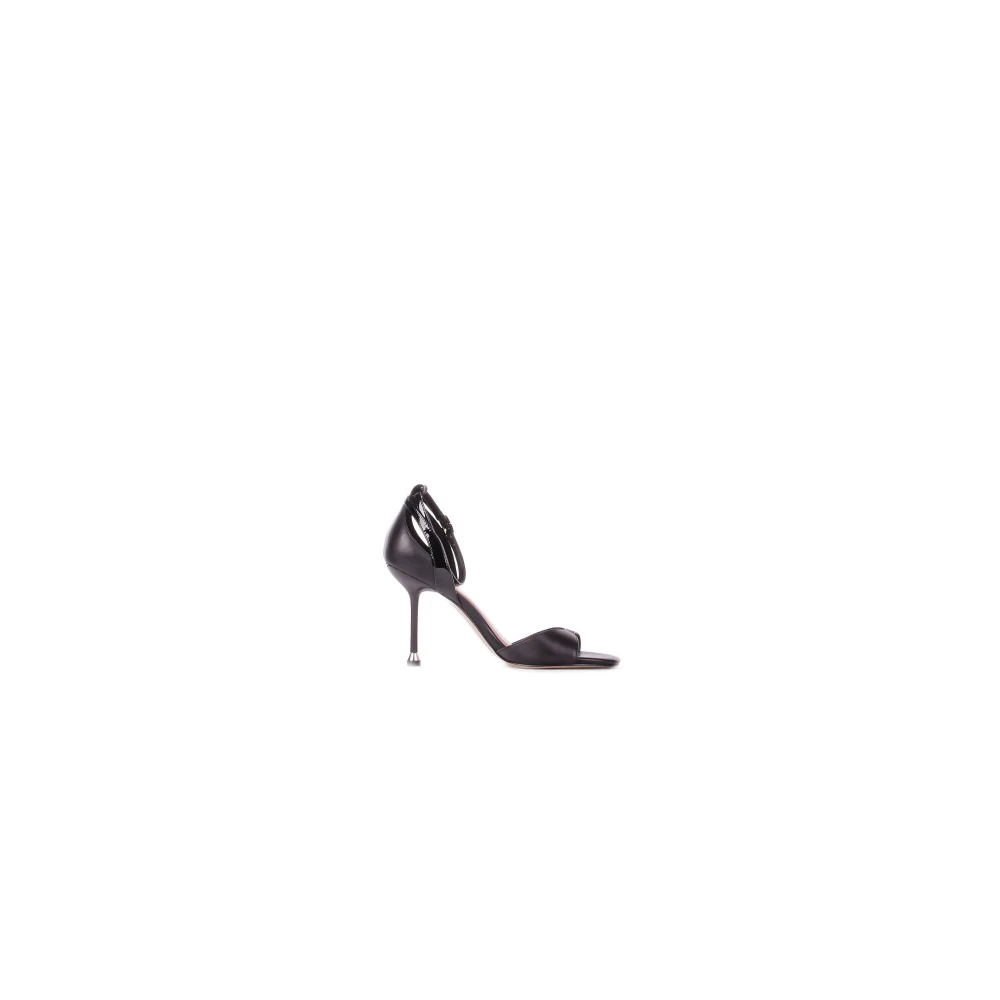 Liu Jo Women's Black Nappa Leather Heeled Sandals - High Heel Sandals - 4 Uk - Shoes