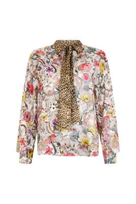 Blus med florentinsk blomtryck