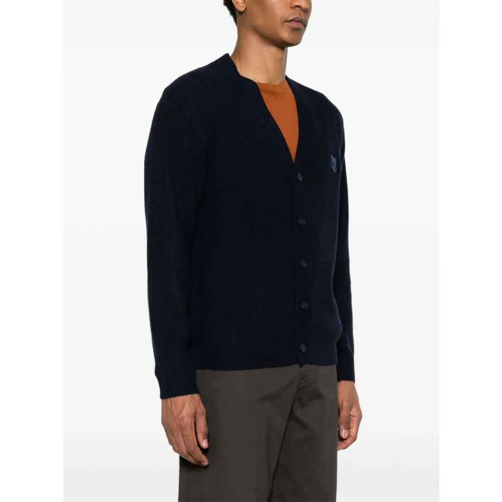 Maison Kitsuné Blauwe Trui met Vos Motief Blue Heren