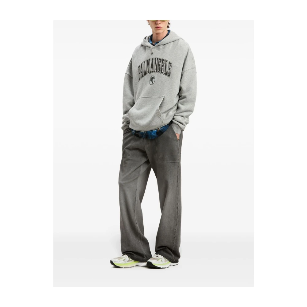 Palm Angels Grijze Sweater met Voorzak Gray Heren