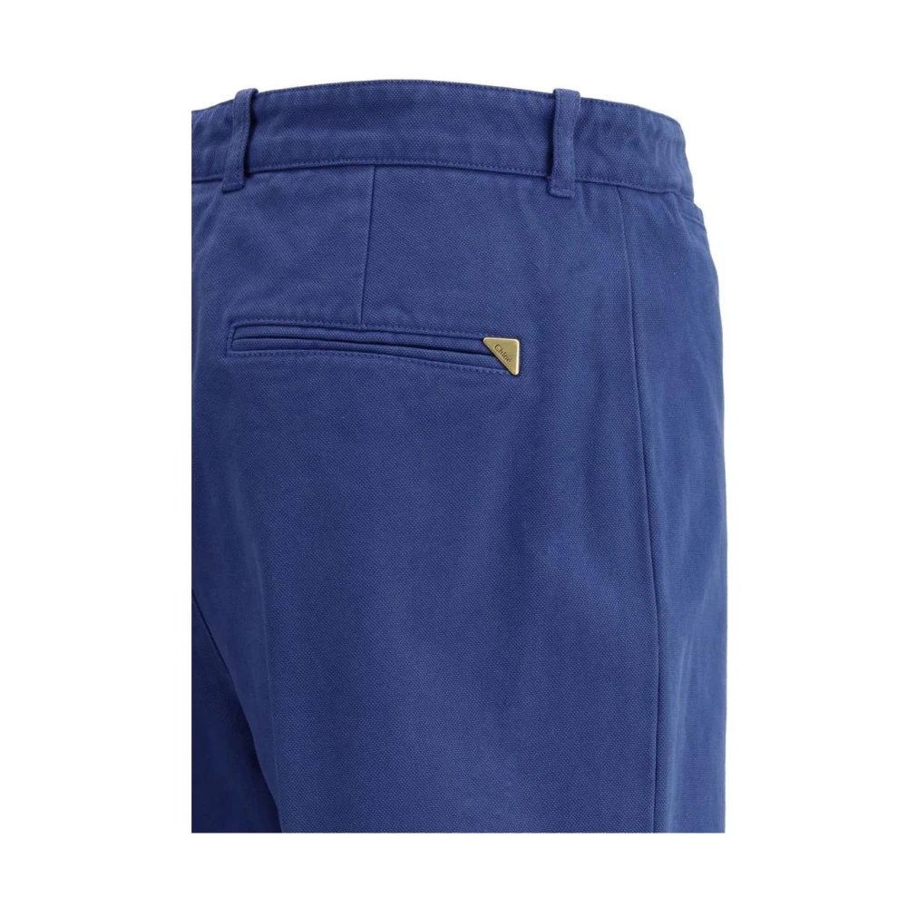 Chloé Flare Katoenen Broek met Rits Sluiting Blue Dames