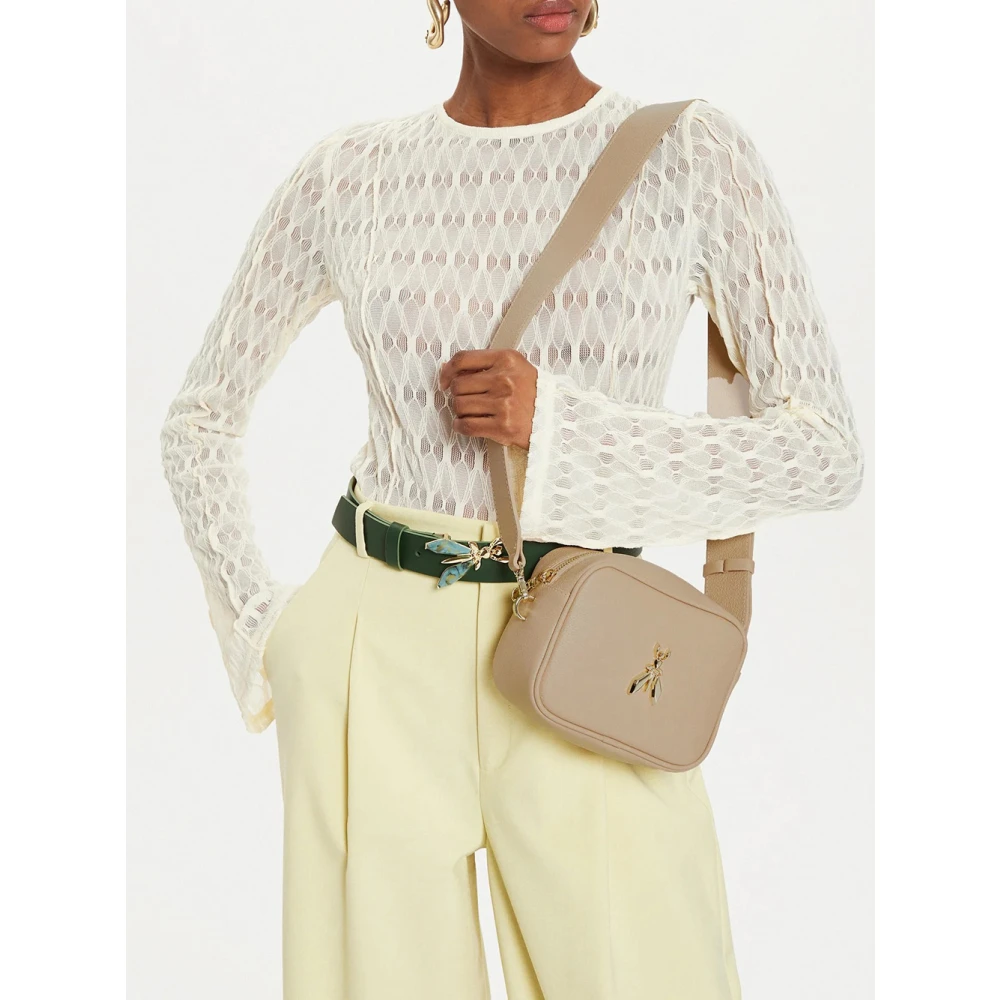 PATRIZIA PEPE Fly Camera Tas van Zacht Kalfsleer Beige Dames