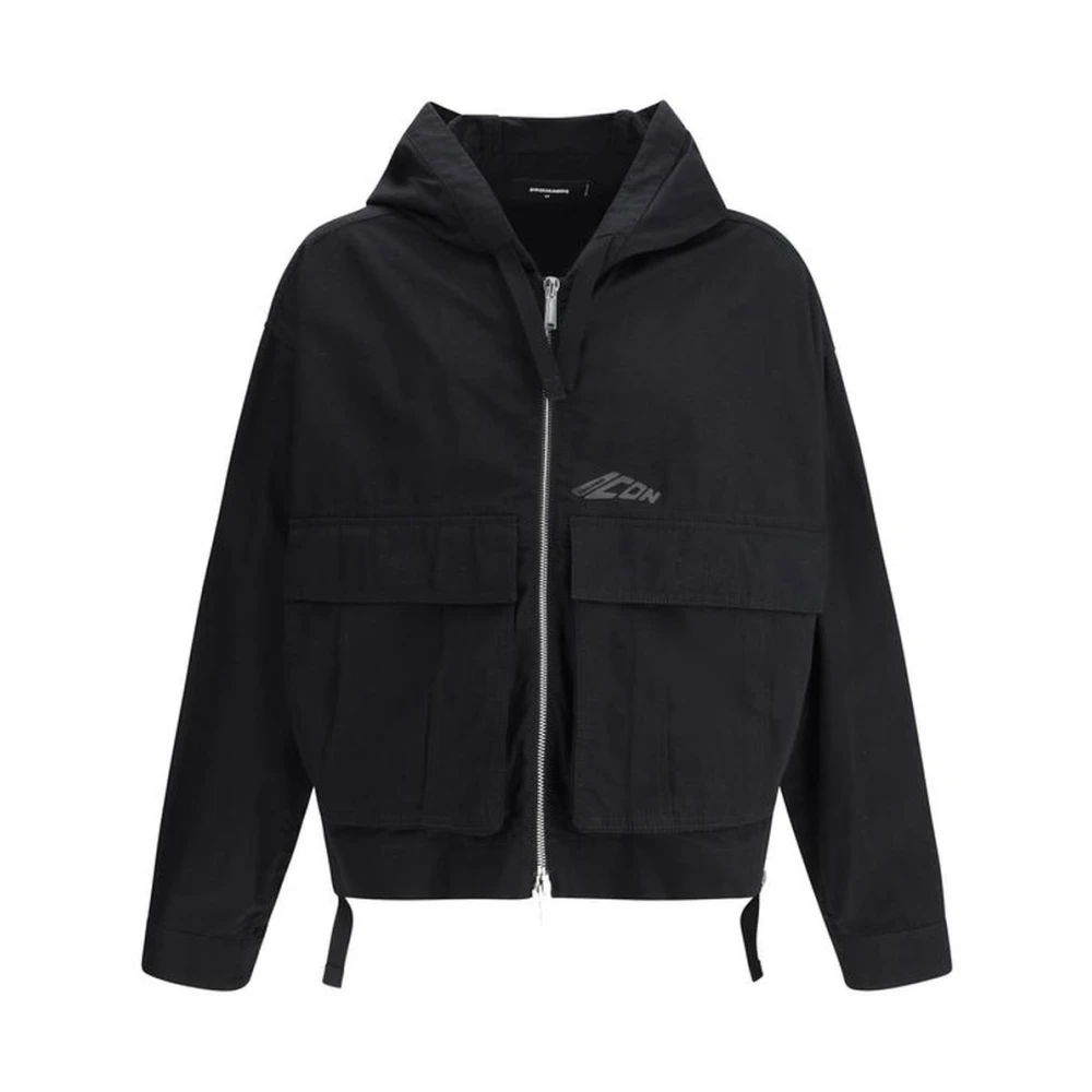 Dsquared2 Ripstop Windbreaker Jas met Cargo Zakken Black Heren