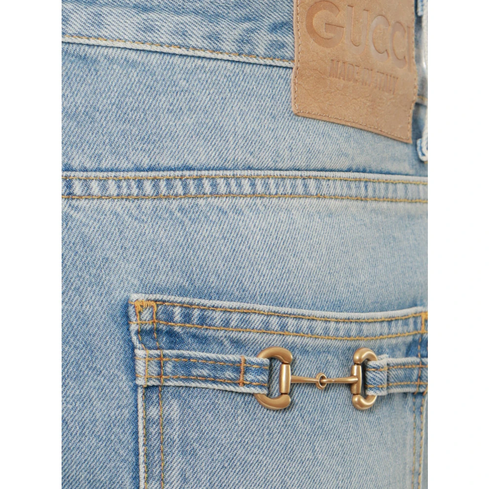 Gucci Iconische Horsebits Katoenen Jeans Blue Heren