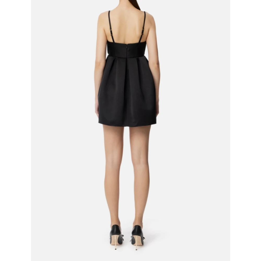 Elisabetta Franchi Zwarte Hertogin Jurk met Strik Detail Black Dames