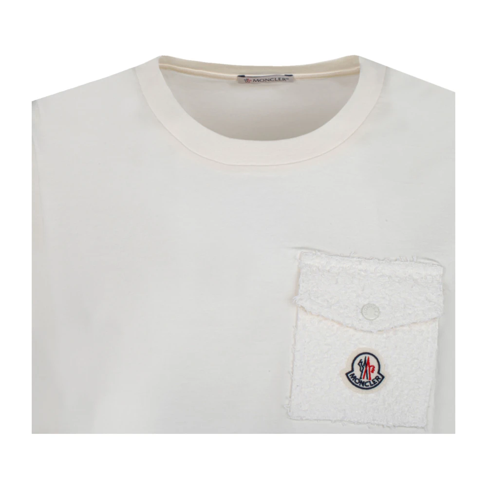 Moncler Tweed Pocket White T-Shirt White Dames