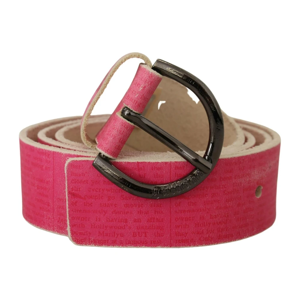 John Galliano Pink Belts, Female, 100 Cm, Leather Logo Round Buckle Belt