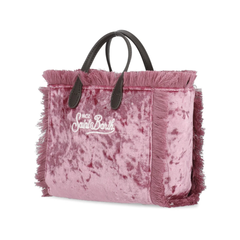 Saint Barth Paarse Fluwelen Handtas met Franjes Purple Dames