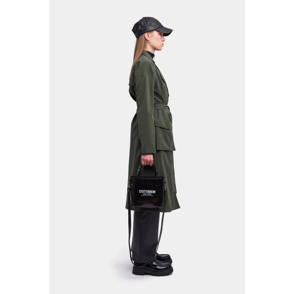 Stutterheim Matte Trenchcoat met Modern Design Green Dames