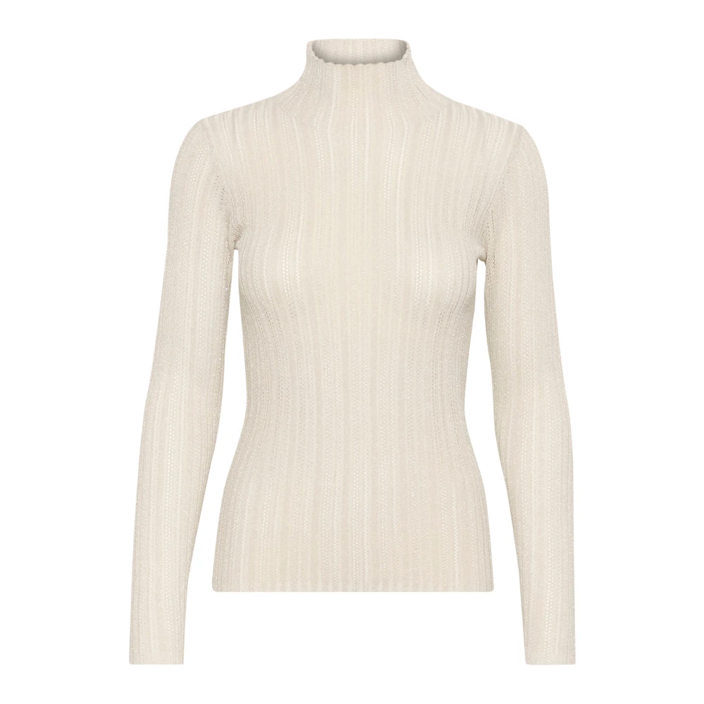 Soaked in Luxury Gestreepte Zilveren Pullover Trui Beige Dames