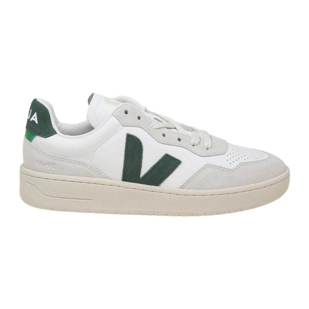 Hvite og grønne skinn sneakers
