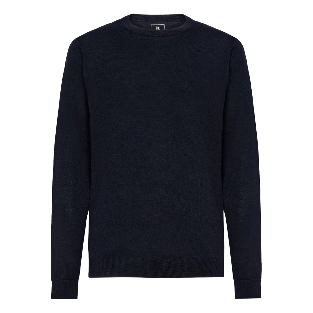 Boggi Milano Crew Neck Jumper Blue Heren