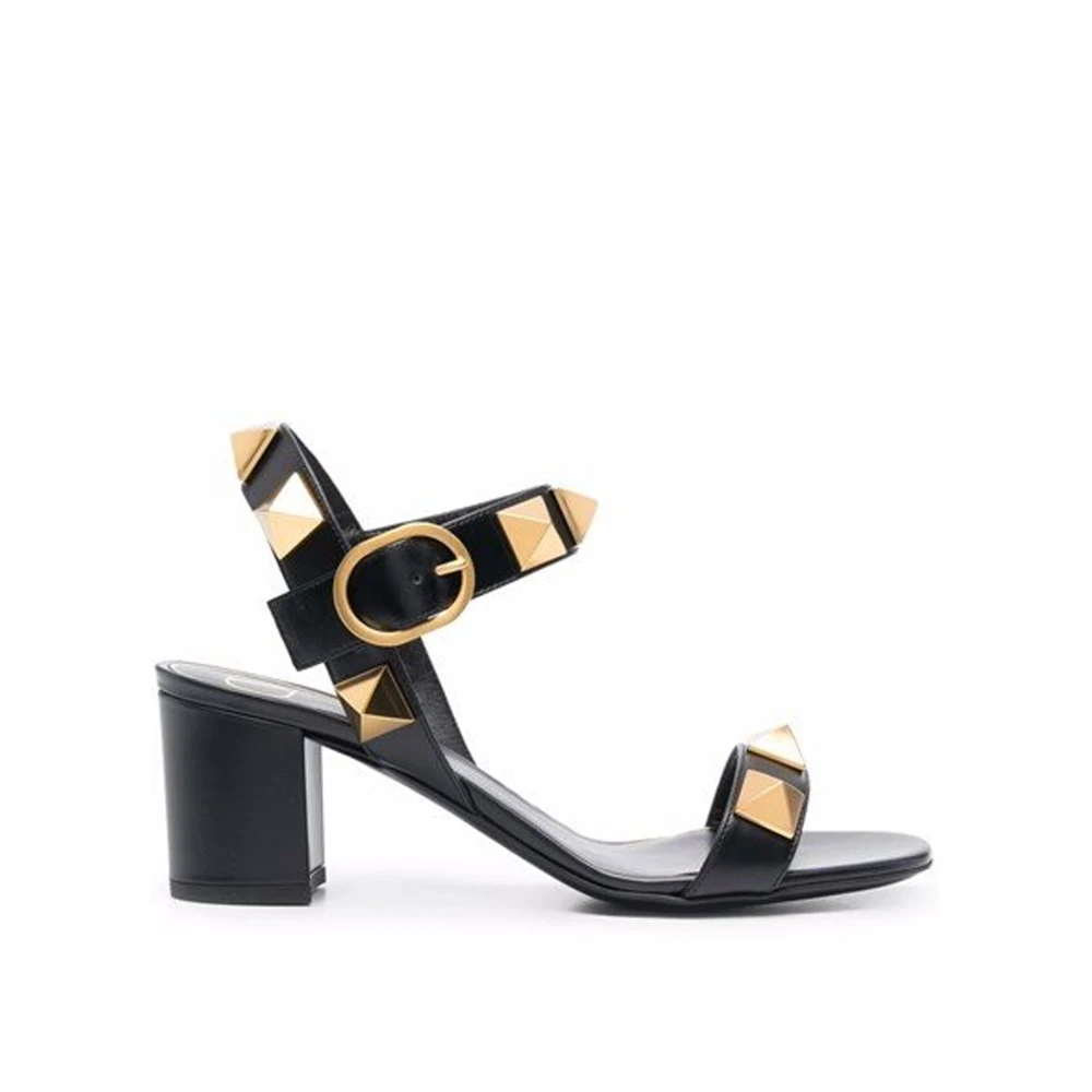 Valentino Garavani Women's Black Roman Stud Leather Sandals