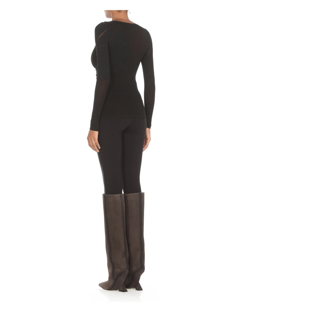Wolford Zwart T-shirt met ronde hals Black Dames