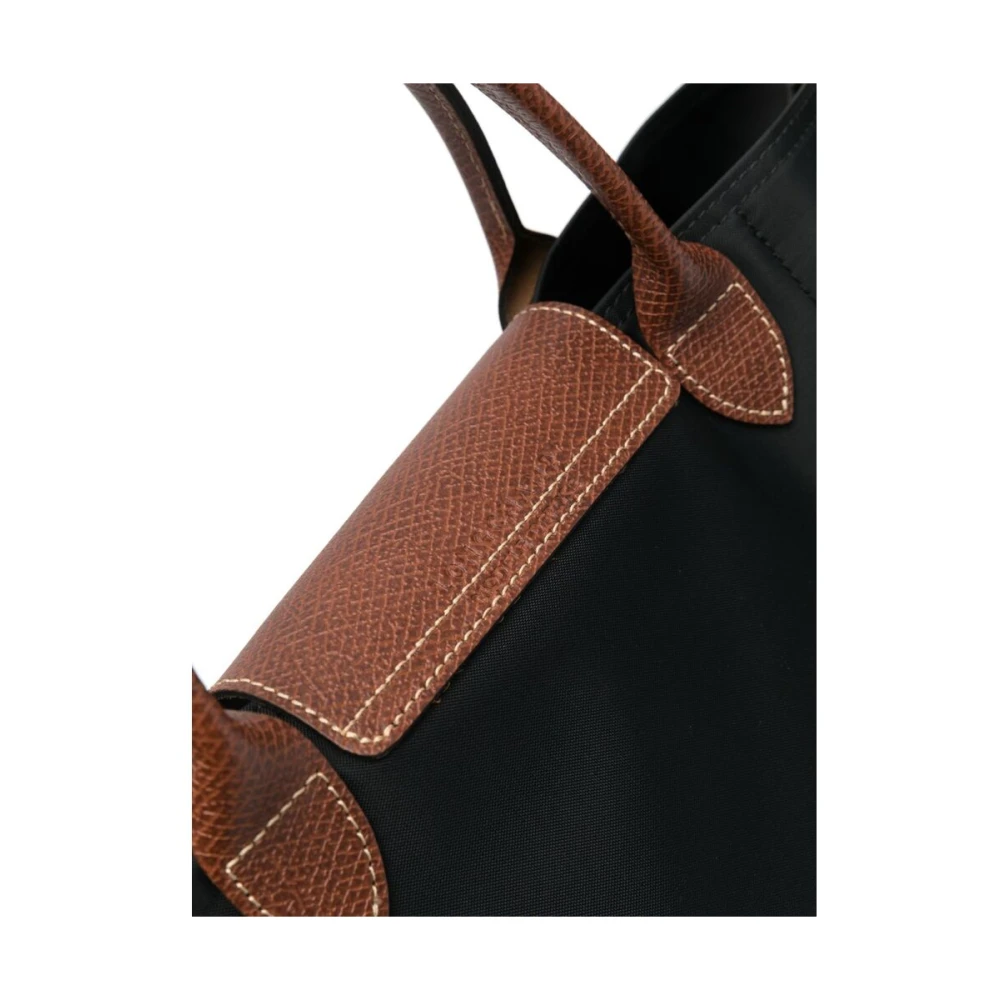 Longchamp Canvas Tote Tas met Klep Sluiting Black Dames