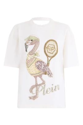 Open Back Fit T-Shirt Flamingo Crystals