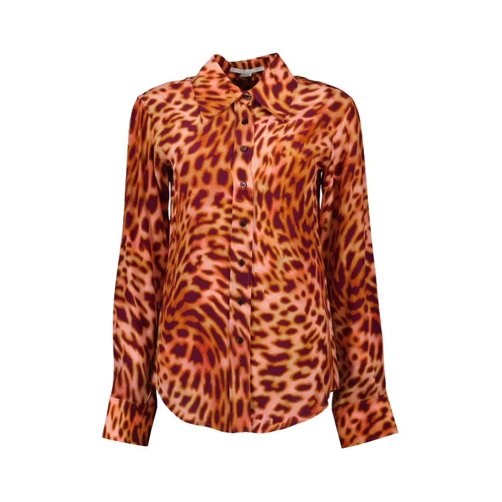 Stella Mccartney Women's Orange Leopard Print Shirt - Shirts - Xs - Blouses & Shirts